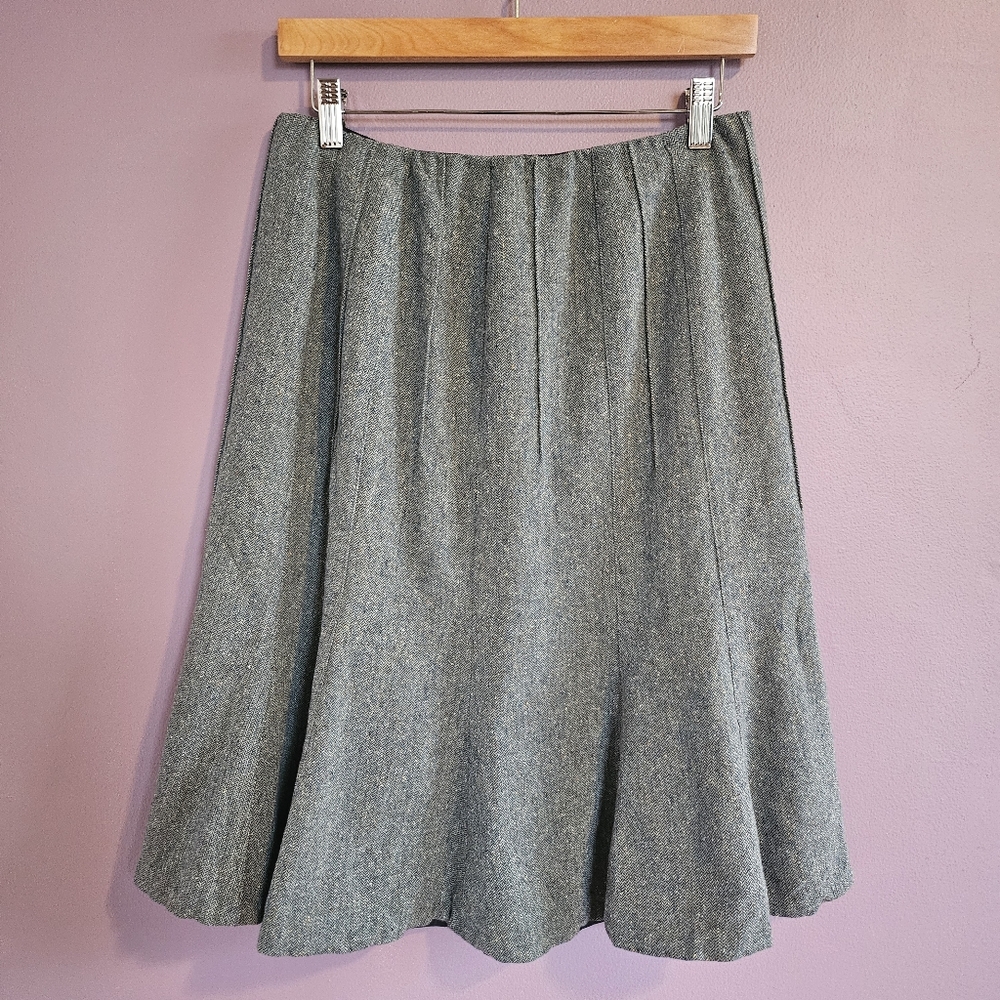 Talbots Vintage Italian Wool Blend Herringbone Tweed Coastal Grandma Tulip Skirt